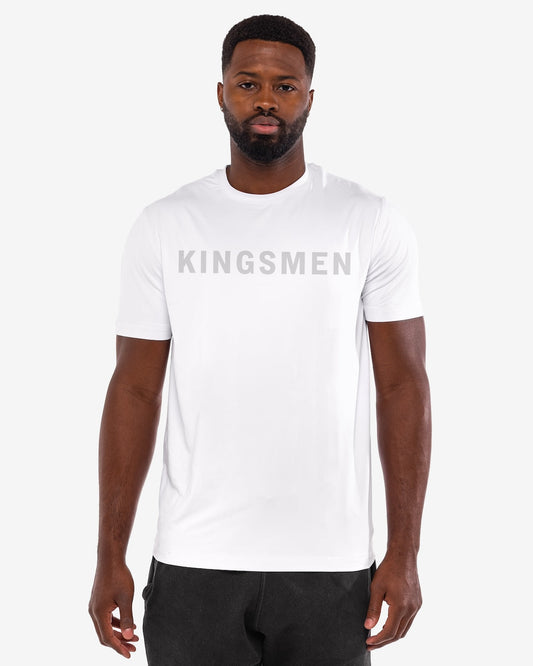 Kingsmen Golf Legacy Crewneck T-Shirt white on person front