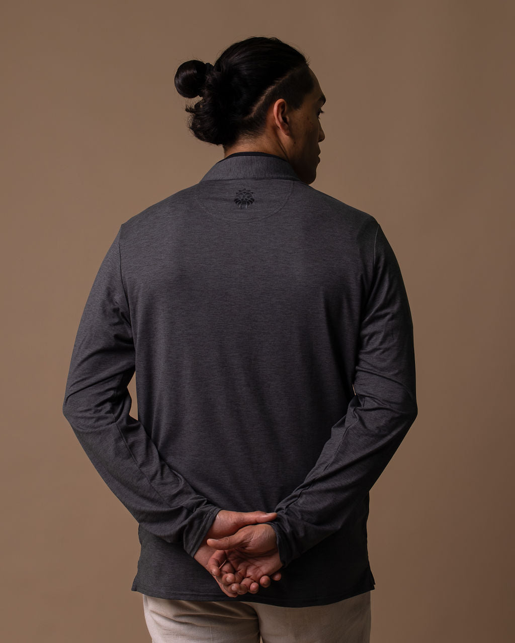 Tour Long Sleeve 1/4 Zip Charcoal back view
