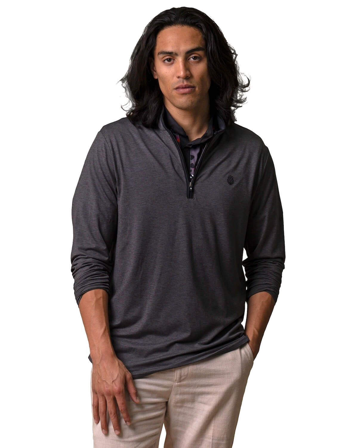 Tour Long Sleeve 1/4 Zip Charcoal Gray