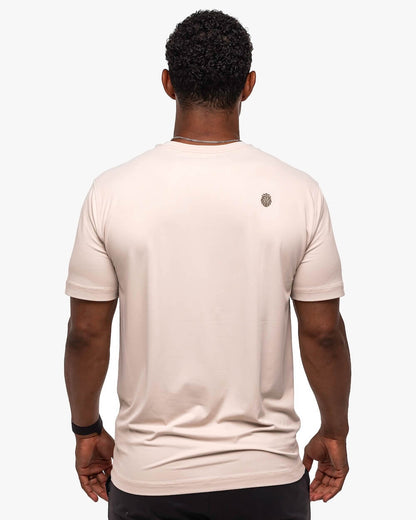 Kingsmen Golf Legacy Crewneck T-Shirt oatmeal on person back